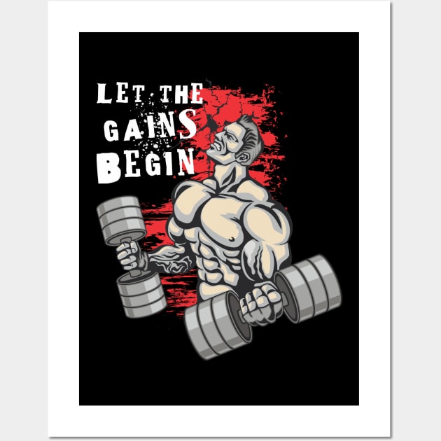 Let the gains begin - Crazy gains - Nothing beats the feeling of power that weightlifting, powerlifting and strength training it gives us! A beautiful vintage design representing body positivity! Wall Art by Crazy Collective